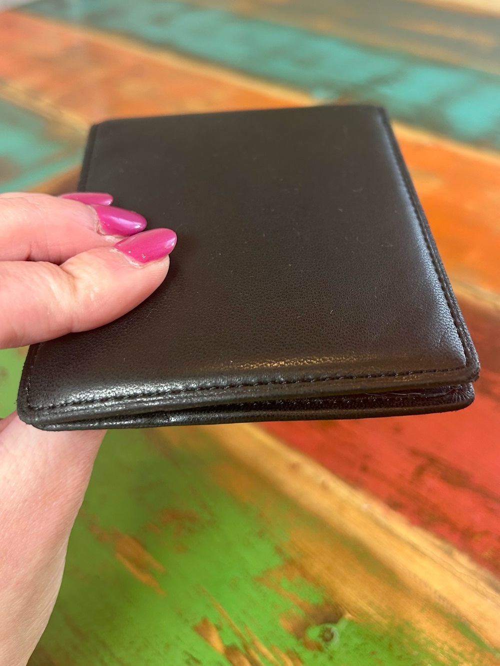 Vintage Burberry Black Leather Bifold Wallet Nova Check Interior EUC with COA - Picture 4 of 16